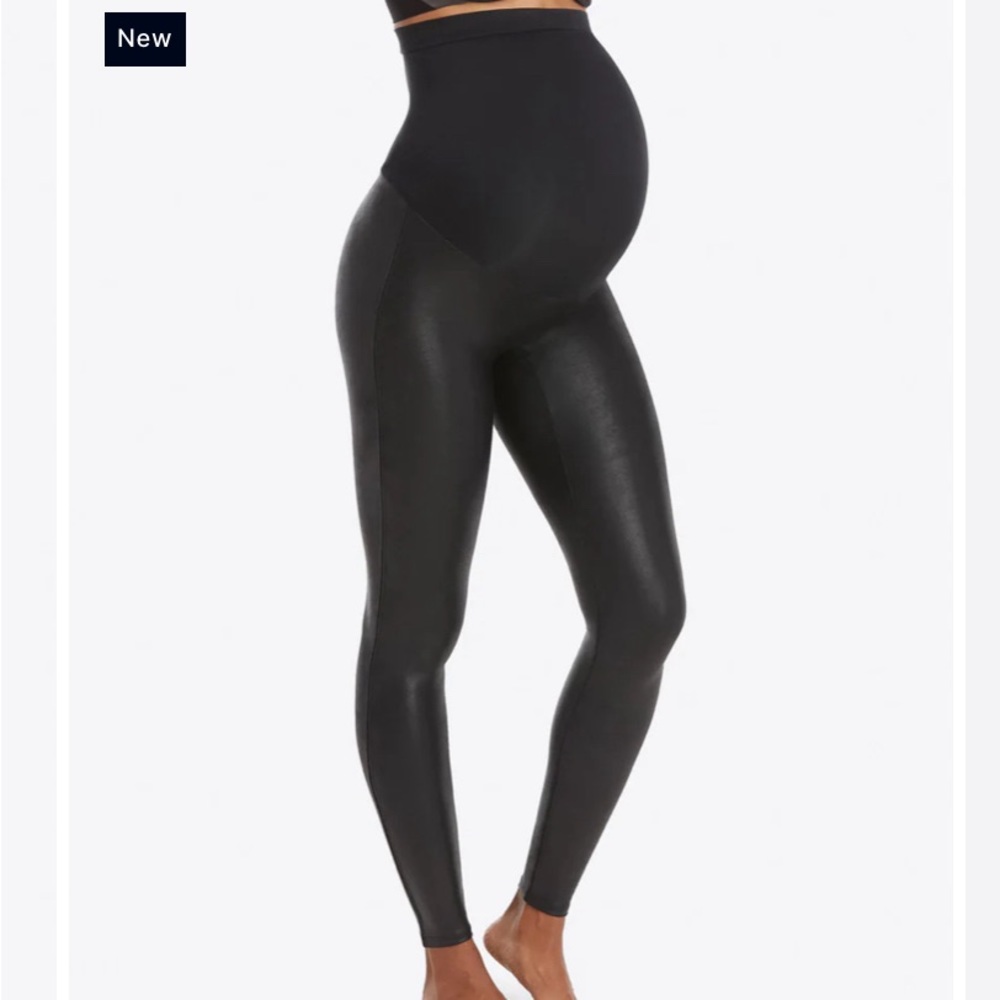 Spanx faux leather maternity leggings